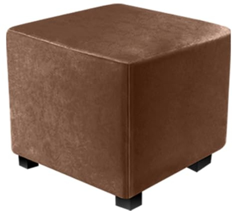 DUJUIKE Ottoman-Bezüge, Schonbezug, quadratisch, Ottoman-Bezüge, Schutz für Fußstütze, Fußhocker, Möbel, Stretch, bequemer Samt mit elastischer Unterseite (L&W: 33–46 cm, H: 38–46 cm, Braun)