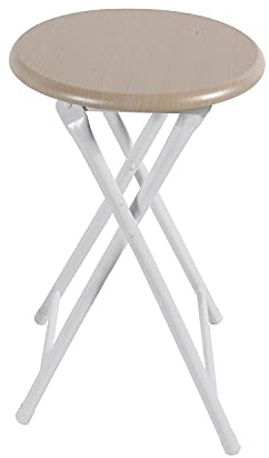 Mojawo Küchen Klapphocker Hocker Sitzhocker Sitzfläche aus Holz und Rahmen aus Metall klappbar H47cm Durchmesser 33cm rutschfest Klappsitz