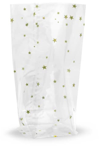 Kreuzbodenbeutel mit Sterne 30 mµ | Plätzchentüten zum Befüllen | Weihnachtstüten | Bodenbeutel Weihnachten | Bodenbeutel Sterne zum Befüllen (Tüten Set aus 4 Größen je 25 Stück)