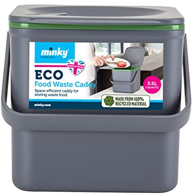 Minky 3.5L Caddy, Kitchen Food Waste Caddy, Recycle Bins for Kitchen, Multipurpose Storage Caddy, Removable Bag Retention Ring & Sturdy Handle, Choice of Colours, Made in the UK