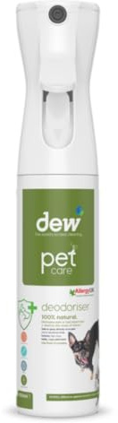 DEW Pet Deodoriser 300ml: 100% Natural Odour Eliminator & Air Freshener that Neutralises the Cause of Smells | Fragrance Free Dog Deodorant Spray for Smelly Fur, Pet Beds, Cat litter, Carpet & Car