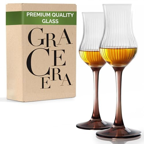 GRACE ERA Rituals Whiskey Tasting Glasses Set of 2 Old Fashioned Bar Glasses 3.2 Oz Grappa Barware For Drinking Scotch Whisky, Cocktail Rum, Cognac, Vodka Liquor, Bourbon, Unique Gifts for Men