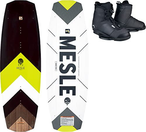 MESLE Wakeboard Set Pilot mit Maxx Closed-Toe Bindung, Wakeboard für Boot & Seilbahn mit Grind Base, Board für Fortgeschrittene & Profis