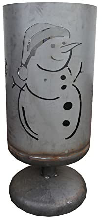 Feuertonne Feuersäule Feuerkorb Feuerschale Motiv Schneemann Ø 40 cm x Höhe 80 cm