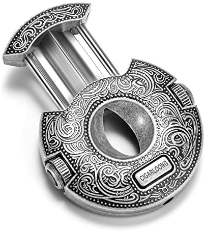 CIGARLOONG Tagliasigari in acciaio inox con taglio a V in bronzo, tagliasigari tagliasigari con lama affilata incorporata, due punzone per sigari con confezione regalo