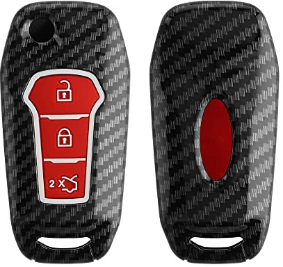 kwmobile Autoschlüssel Hülle kompatibel mit Ford 3-Tasten MyKey Autoschlüssel (Key Free) - Hardcover Schutzhülle Schlüsselhülle Cover in Rot Schwarz