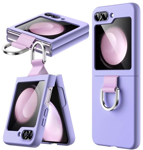JETech Fodral för Samsung Galaxy Z Flip 5 2023 med Ring, Hård PC Slim Stötsäkert Repskyddande Telefonskal (Lila)