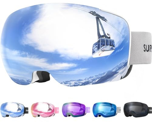 Supertrip Ski Goggles for Men Womens, Interchangeable Lens skiing goggles, Anti-fog Over Glasses Snowboarding Goggles Snow Snowboard Goggles