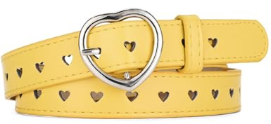 Kiench Mädchen Ledergürtel mit Herz/Sterne Schnalle Kinder PU Leder Gürtel