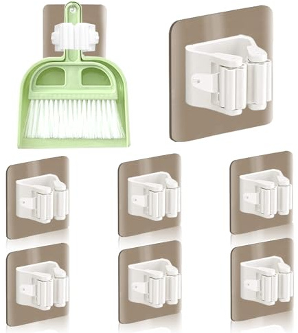 8 Stück Besenhalterung Wand Selbstklebend, Wandhalterung Besen, Besen Halterung, Mop Halterung Wand,Ohne Bohren Besen Wand Organizer,Besenhalter für Werkzeugräumen, Küche, Bad, Garten, Garage