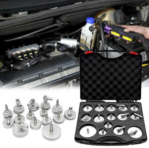 15-TLG Bremsenentlüftungsgerät Adapter Set Hauptbremszylinder-Entlüftungs-Werkzeugsatz Europäische Norm Kfz Bremsenentlüfter Adapter Aluminium Bremsflüssigkeitsadapter für die Meisten Automodellen