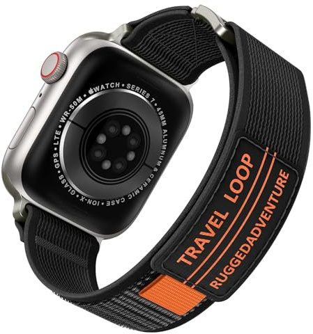 Kamita Nylon Trail Loop kompatibel med Apple Watch-armband, 42 mm, 44 mm, 45 mm, 46 mm, 49 mm, elastiskt sportband för kvinnor och män, justerbart armband sololorem för iWatch 10 9 8 7 6 Ultra SE