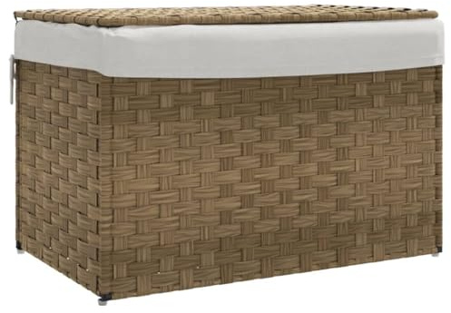 vidaXL Wäschekorb mit Deckel 55,5x35x34 cm Poly Rattan