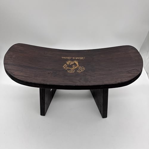 MONK & LLAMA Standard Meditation Bench - Bamboo Kneeling Stool With Folding Legs and Cushion - Ergonomic Yoga Bench for Extended Practice
