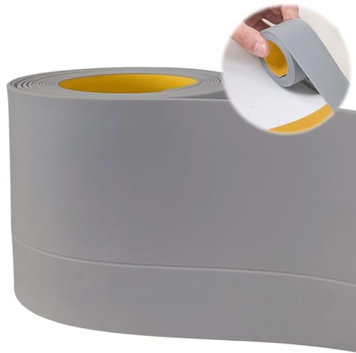 IVEOPPE Weichsockelleiste Sockelleiste Selbstklebend Sockelleisten - 50 x 20mm 10m Weichsockelleiste Selbstklebend, Flexible Knickleiste, aus PVC, für Küche und Badezimmer (Grau)