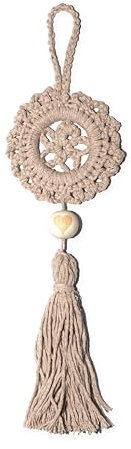 YOLANDA ARTESANIA Sujeta cortinas, Colgante adorno para cortinas o puertas- Decoración hogar nordica con borlas de flecos - Accesorio decorativo para el hogar (Beige)