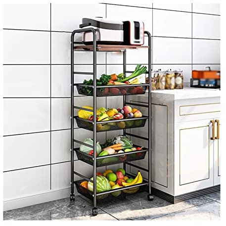 FYLDQAXU Regale für die Aufbewahrung von Küchenspalten, vom Boden bis zur Decke, mehrschichtiger Wagen, Obst- und Gemüseregal, schmaler Kühlschrank, Lückenlagerregal, Regal, Lagerregal