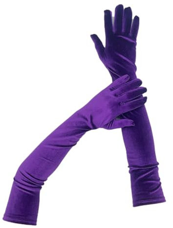 Whakano Lange Verdickte Handschuhe Damen,Braut Voller Finger Länge Handschuhe,Elegant Damen Handschuhe,Ellenbogen bis Handgelenk für Hochzeiten Opern Dinnerpartys Prom,Kostümzubehör,Lila-blau