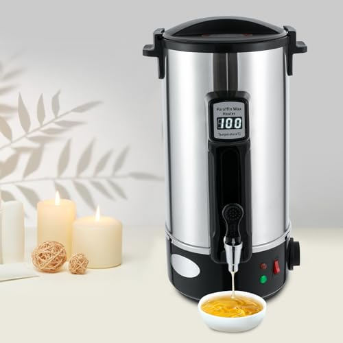 KAUITOPU Wachsschmelzgerät 10.8L, 1100W Wachsschmelzer mit LED-Digitalanzeige, Einstellbare Temperatur 30-110°C, DIY Kerzenherstellung Kit
