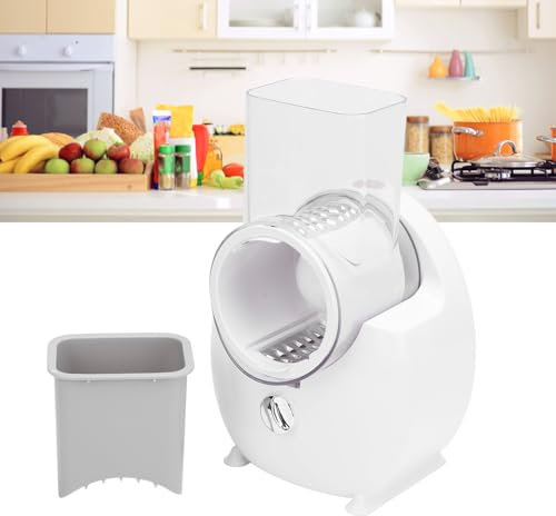 Grattugia Elettrica per Formaggio, Tritaverdure Elettrica per Insalata con 4 Lame, Affettatrice Elettrica per Uso Domestico in per Verdure, Formaggi, Noci (Spina europea)