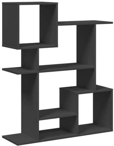 vidaXL Raumteiler Bücherregal, Standregal Regal für Wohnzimmer Schlafzimmer Büro, Büroregal Aktenregal Aufbewahrungregal, Schwarz Holzwerkstoff