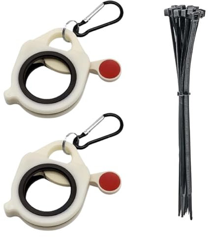 WORUIB 2 Pcs Cable Tie Holder, Metal & Plastic Luminous, Portable Organizer, Reusable, White & Black, Plastic, Suitable for Most Cable Ties