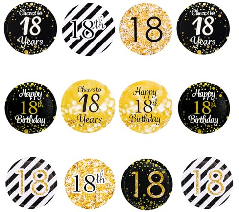 Catelves 216 Stück 18. Geburtstag Aufkleber,Sticker 18 Geburtstag Deko,Happy 18th Birthday Sticker,18 Jubiläum Deko Aufkleber Party Geschenk Deko,2cm Aufkleber 18 Geburtstag Junge Mädchen