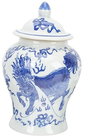 OFFSCH Blue and White Porcelain Storage Jar Ceramic Canister Sugar Jar Lid Decorative for Kitchen Use Canister for Tea and Storage Porcelain Tea Container