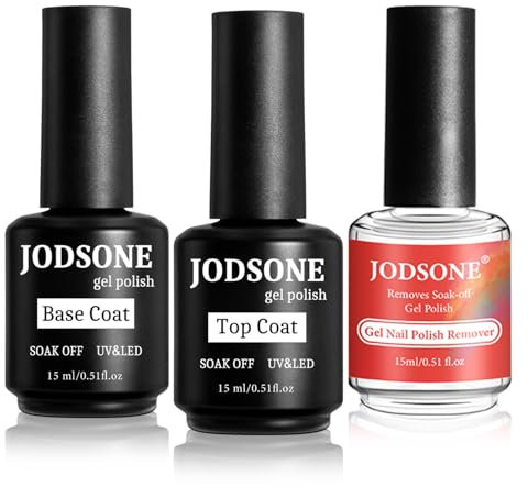 JODSONE Kit di rimozione unghie gel e starter – Rapido gel Polish Remover con base e topcoat – Ideale per principianti