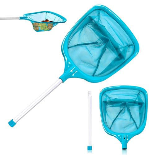 Pool Kescher mit Griff,60cm/150cm Skimmer Pool Kescher,Professionellen Poolkescher, Poolkescher Feinmaschig,Schwimmbad Skimmer Netz,Teichkescher Feinmaschig Algen,für Pool,Spa,Whirlpools (60cm)