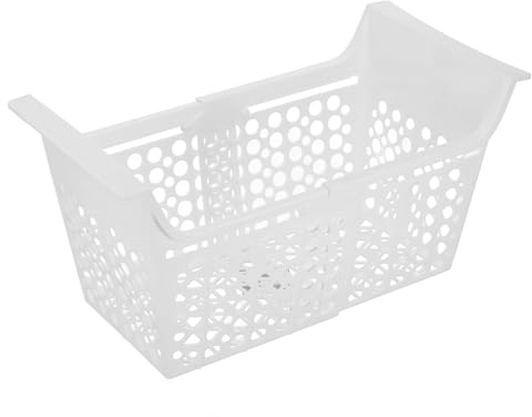 SHINEOFI Cesta del Congelador Extensible de Plástico Blanco Mecanismo de Longitud Ajustable y Drenaje Inferior para Almacenamiento Fácil y Confiable en Congeladores Grandes
