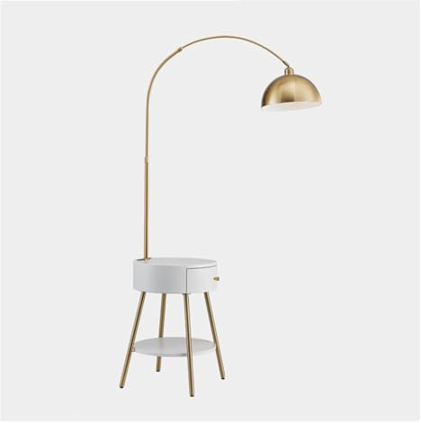 Moderne Ensemble table et lampe avec ampoule LED, lampe de bureau avec chargeur sans fil et port USB, table d'appoint moderne avec lampadaire for chambre à coucher, salon, bureau Decoration(Blanc)