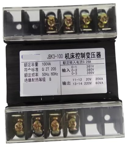 IndusTradCorp JBK3-100VA Entrada 380V Salida 220V 80VA, 20V 20VA Transformador de Control, Transformador de Potencia de Control