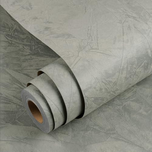 YENHOME Papier Peint Adhesif Velours Gris Clair 40x200cm Tapisserie Autocollant Murales Papier Peint Salon Étude en Velours Gris Rouleau Adhesif Decoratif Boîte à Bijoux Placard Mural Armoire