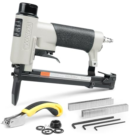 WOODPECKER HN8016 Pneumatic Upholstery Stapler with Long Nose 21 Gauge 1/2-Inch Crown Staples, 80 Series Air Staple Gun for Woodworking, 1/4 to 5/8