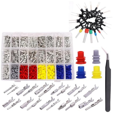 Aboiledy 755Pcs Car Electrical Wire Terminal Pins Connector Kit 1/1.5/1.8/2.2/2.8/3.5mm 21Type Connector Pins Terminal Auto