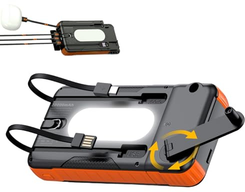 Solar Charger Power Bank - 20000m Ah Waterproof, Bright Flashlight, Hand Crank Solar Portable Chargerr, Multi-Function Power Bank for Tablet Camera Smartphone Camping Travel Road Trip Music Festival O