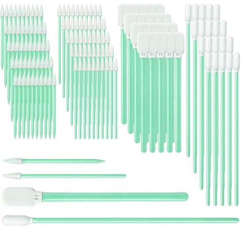 150 Pièces Bâtonnets de Nettoyage en Mousse, 4 Tailles Écouvillon de Nettoyage en Mousse & Tissu Polyester, Tampons Tiges de Nettoyage pour, Appareil Photo, Clavier,Caméra, Tête d'impression