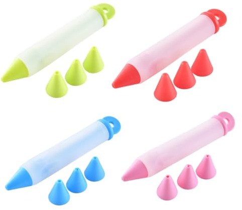 Angoily 16 Bolígrafos de Silicona para Decorar Pasteles, Bolígrafo Multifuncional para Manga Pastelera, Colores Surtidos Rojo Azul Verde Rosa, Herramienta Color Aleatorio Estilo Aleatorio
