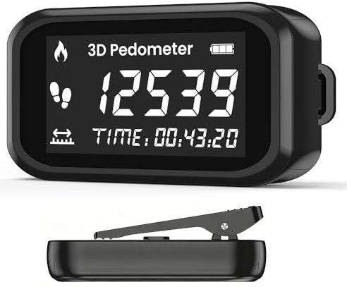 RNPKZ 3D Pedometer for Walking, Mini 3D Walking Pedometer, Simple Step Counter with Clip and Lanyard, Portable Sports Pedometer, Accurately Track Steps for Men, Women, Elder for Walking and Running