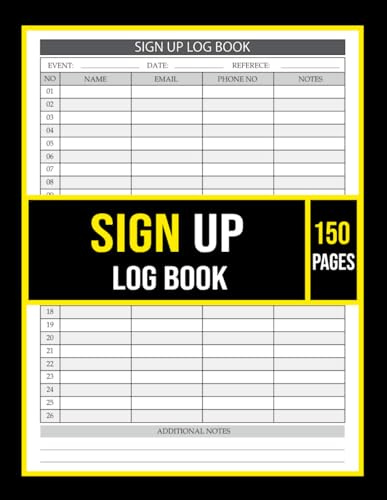 Sign Up Log Book: Simple and Organized Guest Registration Record for Events, Meetings, Conferences and Front Desk Use | Track Attendees, Notes and Important Details with Ease | 150 Pages , 8.5x11.