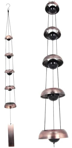 Campanelli Eolici in Rame, 5 Campanelli Eolici a Campana in Rame per Ornamenti Feng Shui Esterni per la Decorazione Esterna del Cortile Domestico per l'Uso Quotidiano