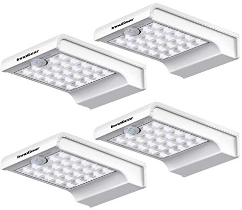 InnoGear 24 LED Solar Lights Dim to Bright Motion Sensor Outdoor Wall Light Security Light Night for Gutter Patio Garden Path, Pack of 4