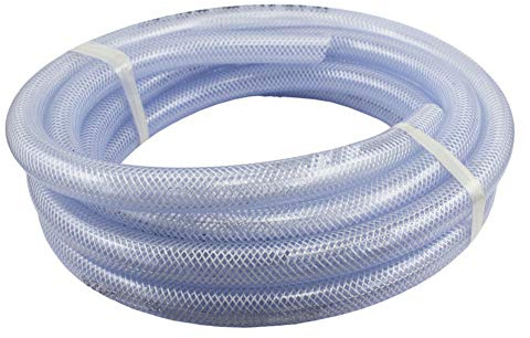 10 ft x 3/4 ID High Pressure Braided Clear Flexible PVC Tubing Heavy Duty UV Chemical Resistant Vinyl Hose