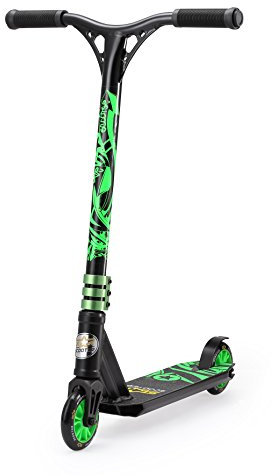 STAR SCOOTER Pro Sport Freestyle Stunt Scooter Kickscooter Roller Mini für Kinder ab 5 Jahre | 110mm Einsteiger/Fortgeschritten Stuntscooter Alu HIC Kompression | Schwarz & Grün