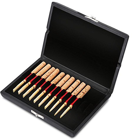 oboe reed case box holz,Tbest Oboe Reed Case,Holz + PU Leder Abdeckung Oboe Reed Container Box Case Reed Case Halter Aufbewahrungsbox für 10/12 / 20pcs Oboe Schilf(12)