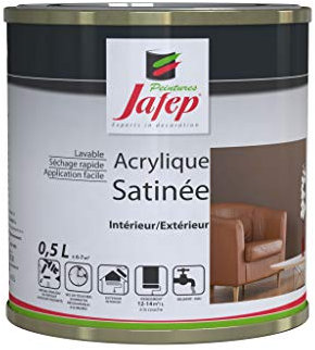 Peinture Acrylique Finition Satinée 0,5L - Couleur Gris Ardoise - Surface entre 6 et 7 m² - Multi Supports - Sèche Rapidement - Peinture Murale - Utilisation Intérieur et Extérieur - Jafep