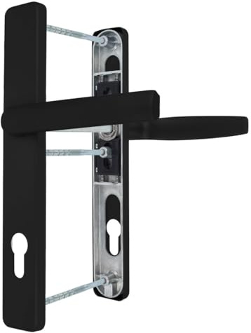 Premium Drückergarnitur Victory DHS 92mm - Rechteckig - Griff-Flachgriff, Farbe:Schwarz RAL 9005, Schildbreite:25mm
