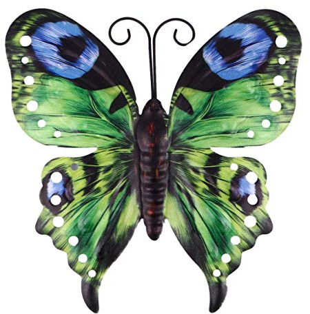 Cabilock Schmetterlinge Deko Metall Wandkunst Wandschmuck Eisen Wandbild Gartenfigur Tierfiguren für Terrassen Zuhause Geburtstag Hochzeit Weinachten Party Wanddeko Gartendeko Grün