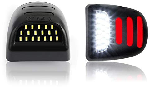 D-Lumina LED License Plate Lights Tag Lamp Assembly w/Red OLED Neon Tube Compatible with Chevy Silverado GMC Sierra 1500 2500 3500 Suburban Tahoe Cadillac Escalade EXT, 6000K White 2-Pieces